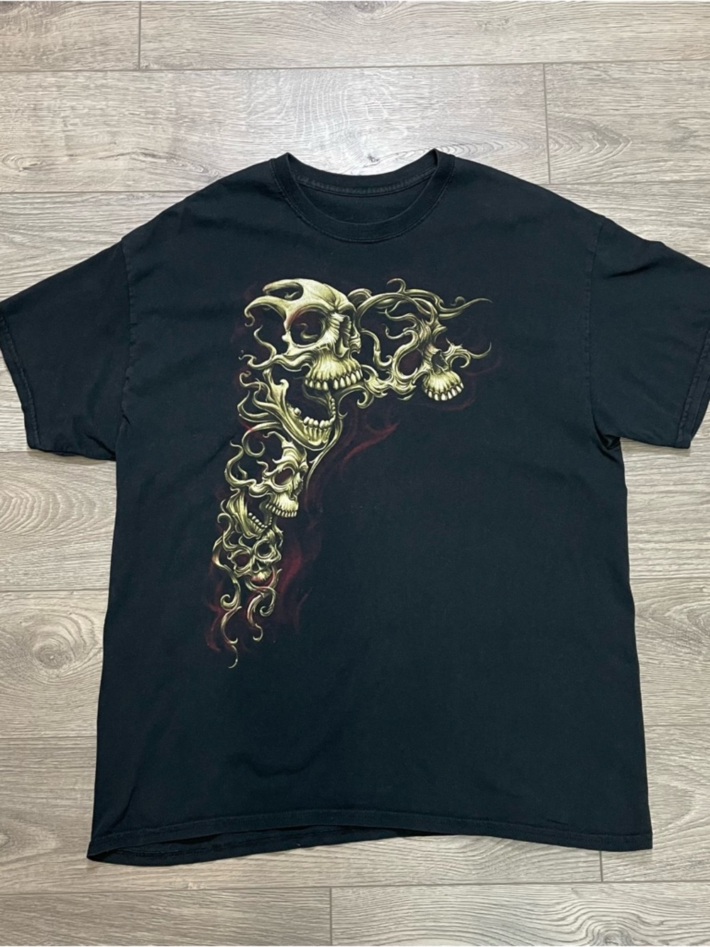 Vintage Graphic Skull T-Shirt Gothic Grunge Tee Black L